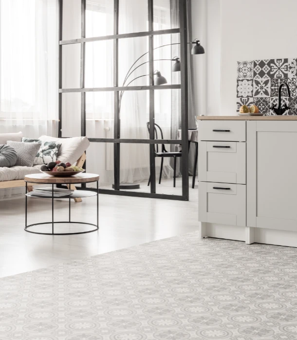 reformas integrales en Sant Andreu, La Sagrera. Cocina y salón. Barcelona, por Grupo AyM