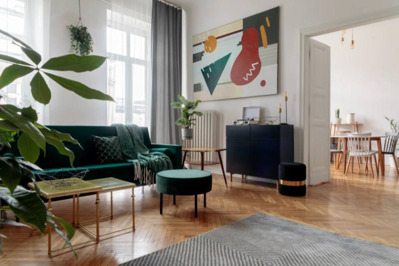 reformas integral Sants Montjuïc salón moderno y vista al comedor